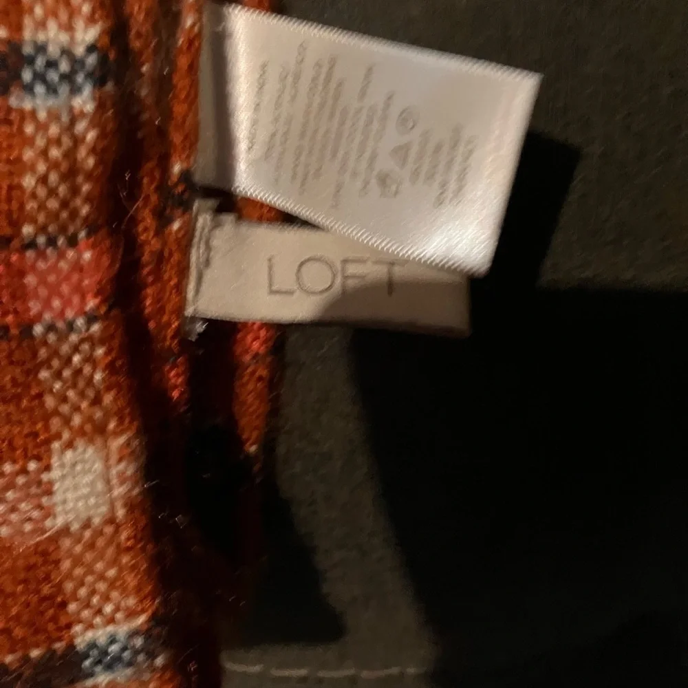 LOFT burnt orange and White Plaid scarf